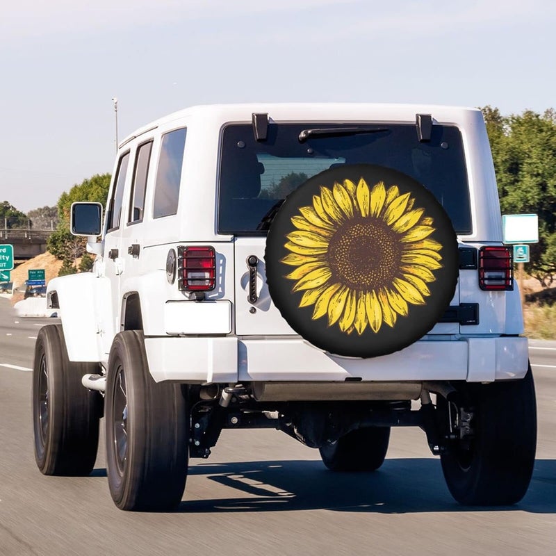 Foruidea Retro Sunflower Spare Tire Cover Dust-Proof Wheel Tire Cover Fit Trailer, RV, SUV and Many Vehicle 17 Inch - Image 3